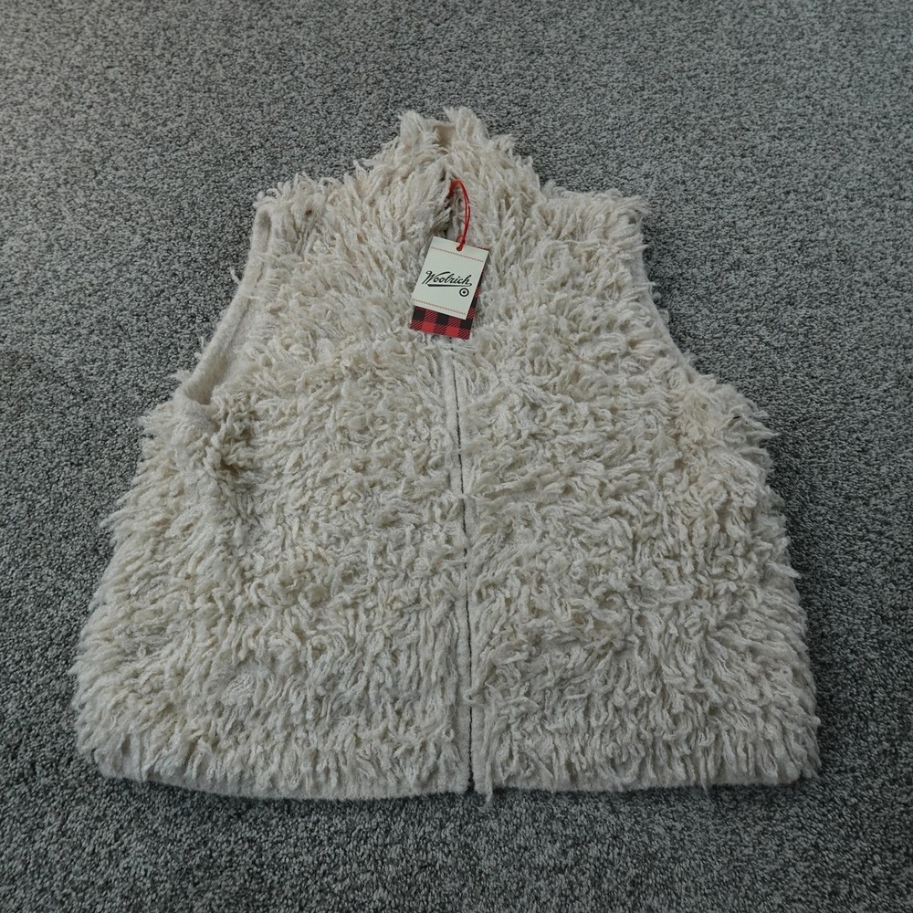 NEW Woolrich Sweater Vest Womens L White Sherpa Fleece Full Zip Mock Neck Casual - Picture 2 of 11